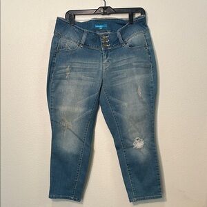 Distressed Blue Women's Cropped Jeans